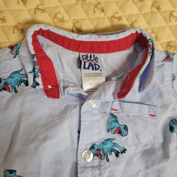 Little Lad Dinosaur Button Down Shirt 0-3M - Picture 2 of 2